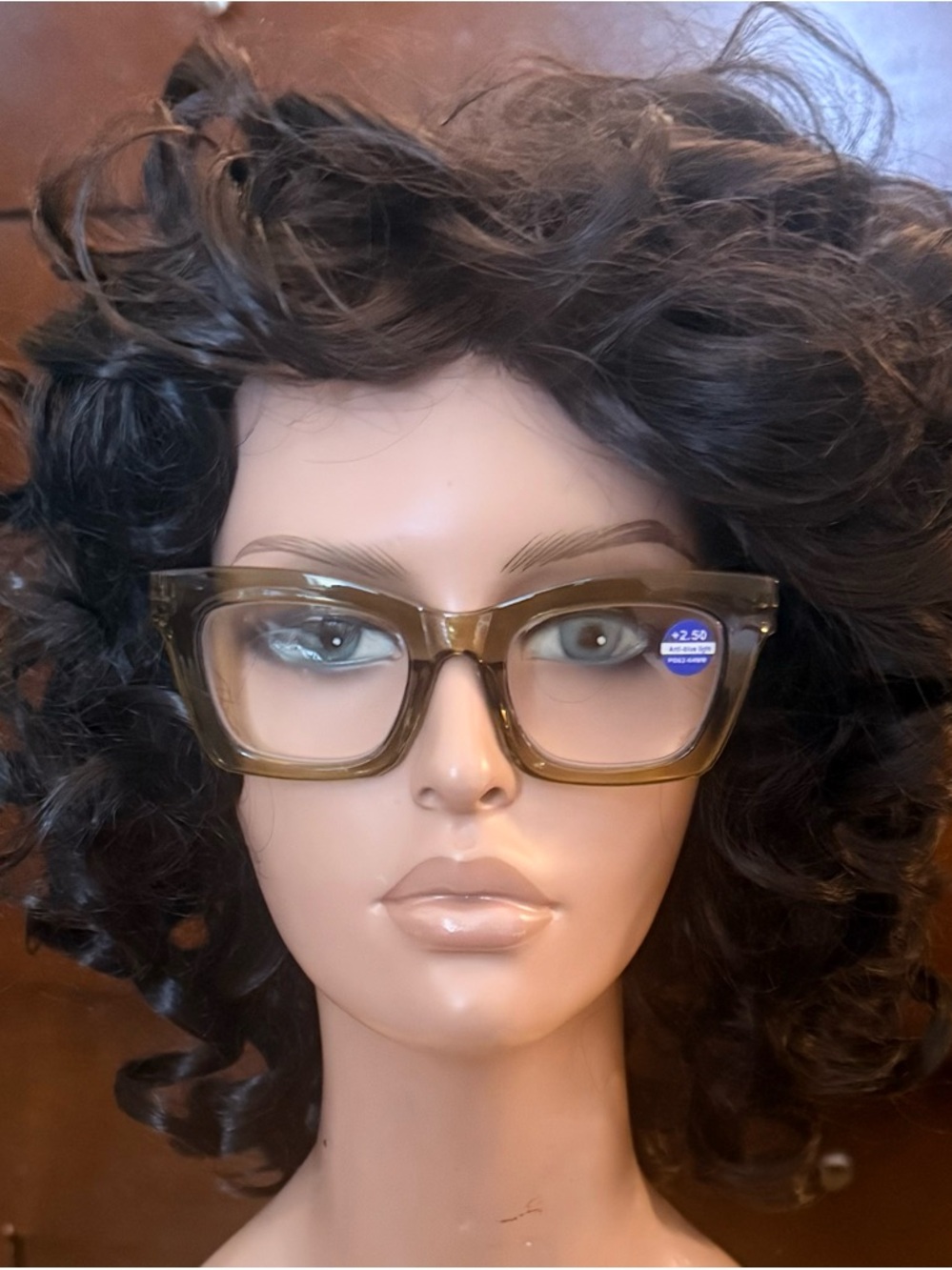 Chic Olive Green Oversized +2.50 strength reading glasses
